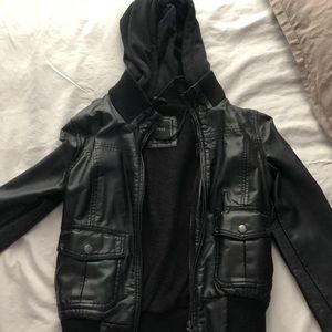 Obey women’s leather jacket hoodie XS